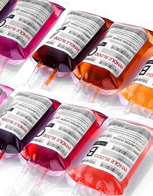 Load image into Gallery viewer, Blood Bags for Drinks, 10 IV Bags for Halloween Party Decoration, Reusable Drink Pouch for Live Blood of Theme Parties, Masquerade,Vampire,Zombie,Nurse Graduation Party Props
