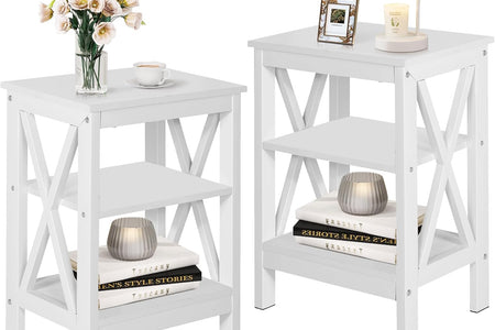 Modern Nightstands X-Design Side End Table Night Stand with Storage Shelf for Bedroom,Living Room,