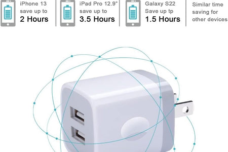 Charger Block, USB Wall Charger, Double USB Fast Charging Cube Block Charger Box, 2.1A Phone Charger Power Adapter 3 Pack for Iphone 15 14 13 12 11 Pro Max XS XR X 8 7 6 Samsung Galaxy S23 A14 Note 20