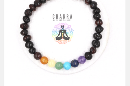 Chakra & Cherry Amber Adult Bracelet