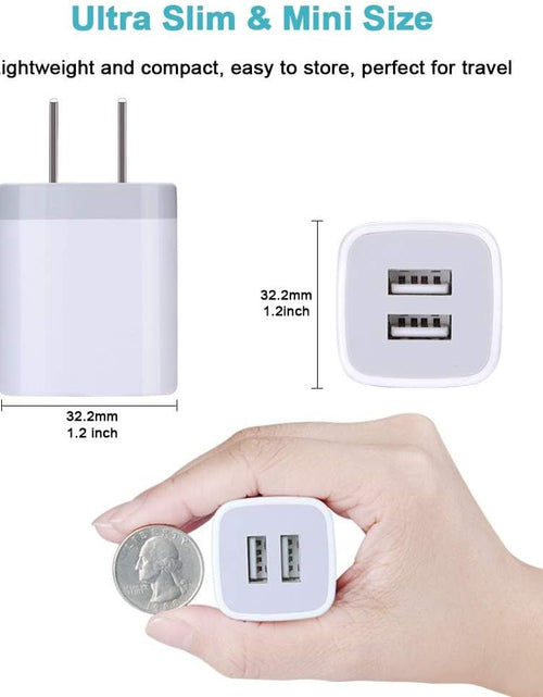 Load image into Gallery viewer, Charger Block, USB Wall Charger, Double USB Fast Charging Cube Block Charger Box, 2.1A Phone Charger Power Adapter 3 Pack for Iphone 15 14 13 12 11 Pro Max XS XR X 8 7 6 Samsung Galaxy S23 A14 Note 20
