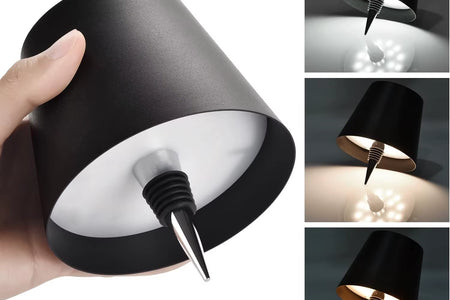 Wireless Bottle Table Lamp Touch Control of 3 Colors and Stepless Dimming Night Lamp Suitable for Bar Wine Bottles Desk Lights