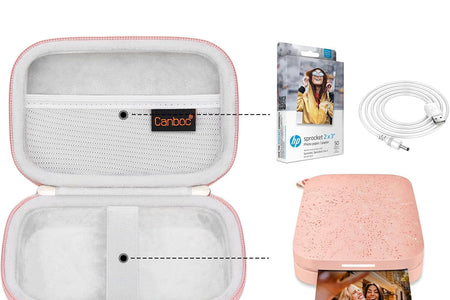 Carrying Case Replacement for HP Sprocket Portable 2X3 Instant Photo Printer, Kodak Step Wireless Mobile Photo Printer, Lifeprint 2X3 Photo Printer, Mesh Bag Fit Photo Paper Cable, Rose Gold