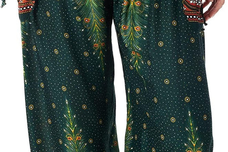 Women'S Smocked Waist Boho Flowy Yoga Harem Pants Hippie Clothes