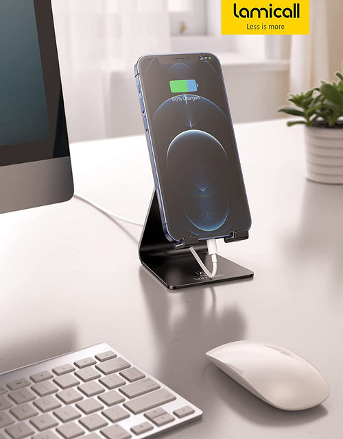 Load image into Gallery viewer, Adjustable Cell Phone Stand, Desk Phone Holder, Cradle, Dock, Compatible with Iphone 17 16 15 14 Air plus Pro Pro Max 13 12 X XS, 4-8" Phones, Office Accessories Gifts, All Smartphone, Black
