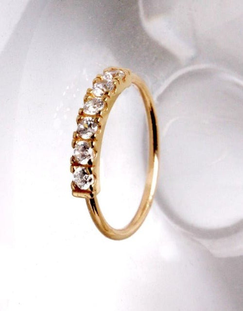 Load image into Gallery viewer, 14Kt. Yellow Gold Multi-Jeweled Nose Hoop
