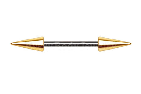 316L Stainless Steel Gold Plated Spike Nipple Bar