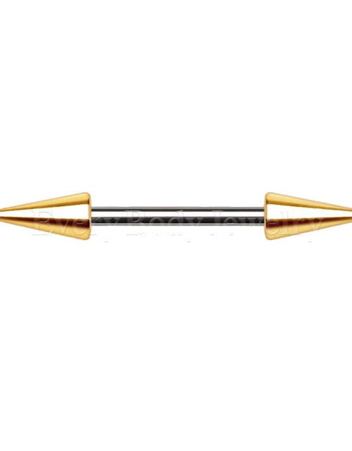Load image into Gallery viewer, 316L Stainless Steel Gold Plated Spike Nipple Bar
