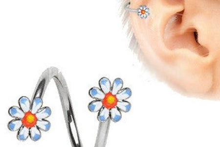 316L Stainless Steel Daisy Flower Cartilage Twist Jewelry