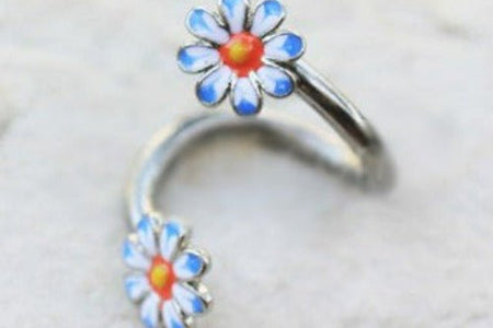 316L Stainless Steel Daisy Flower Cartilage Twist Jewelry
