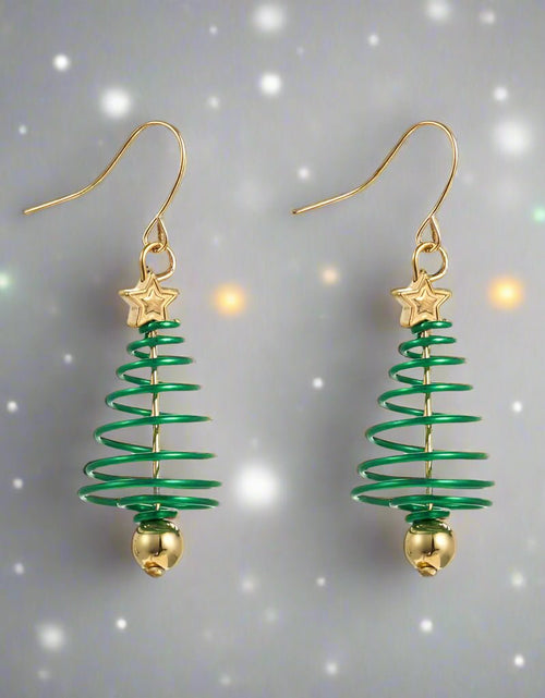 Load image into Gallery viewer, Christmas Tree Metal Art Spiral Christmas Earrings
